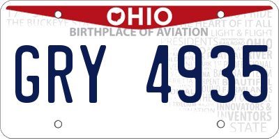 OH license plate GRY4935