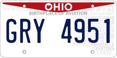 OH license plate GRY4951