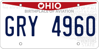 OH license plate GRY4960