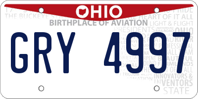 OH license plate GRY4997