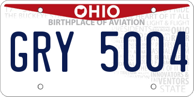 OH license plate GRY5004