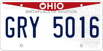 OH license plate GRY5016