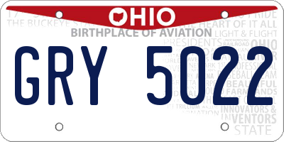 OH license plate GRY5022