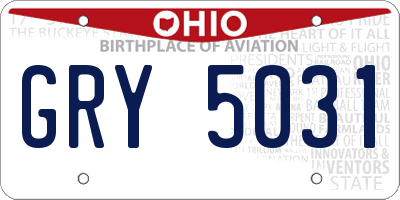 OH license plate GRY5031