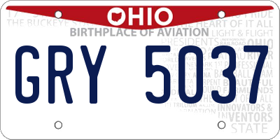 OH license plate GRY5037
