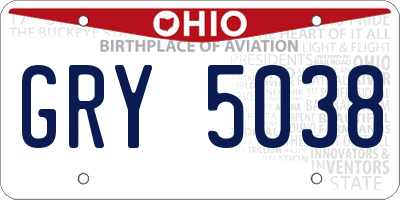 OH license plate GRY5038