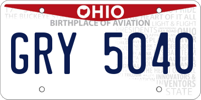 OH license plate GRY5040