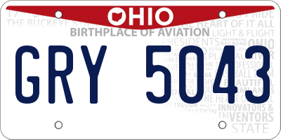 OH license plate GRY5043