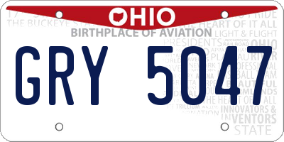 OH license plate GRY5047
