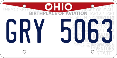 OH license plate GRY5063