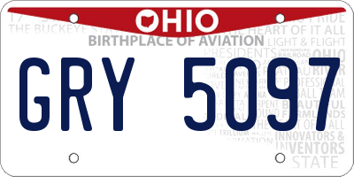 OH license plate GRY5097