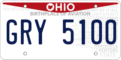 OH license plate GRY5100