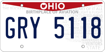OH license plate GRY5118