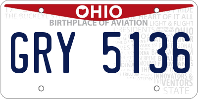OH license plate GRY5136