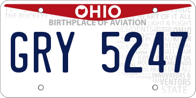OH license plate GRY5247
