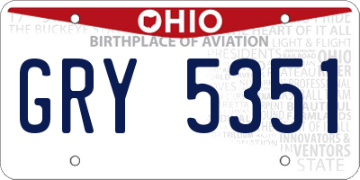 OH license plate GRY5351