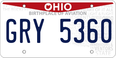 OH license plate GRY5360