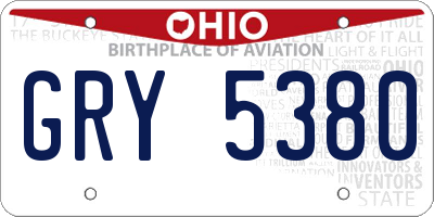 OH license plate GRY5380