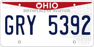 OH license plate GRY5392