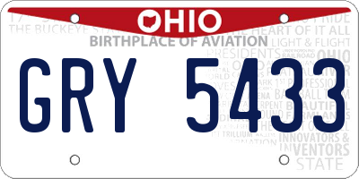 OH license plate GRY5433