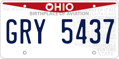 OH license plate GRY5437