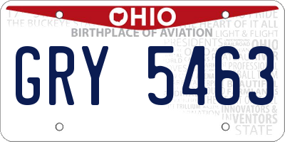 OH license plate GRY5463
