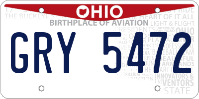 OH license plate GRY5472