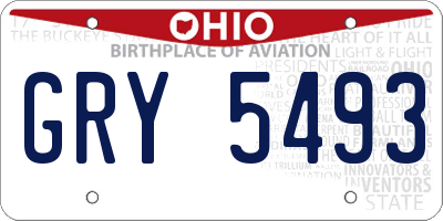 OH license plate GRY5493