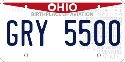 OH license plate GRY5500