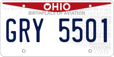 OH license plate GRY5501
