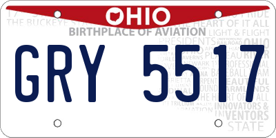 OH license plate GRY5517