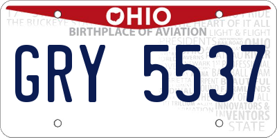 OH license plate GRY5537