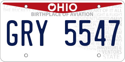 OH license plate GRY5547