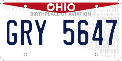 OH license plate GRY5647