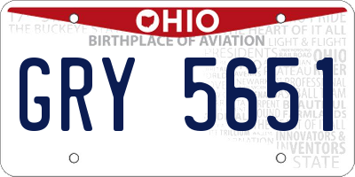 OH license plate GRY5651