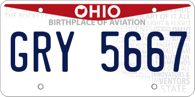 OH license plate GRY5667