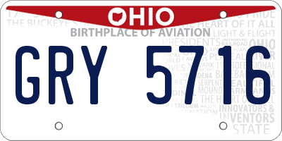 OH license plate GRY5716