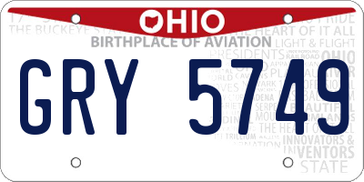 OH license plate GRY5749