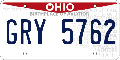 OH license plate GRY5762