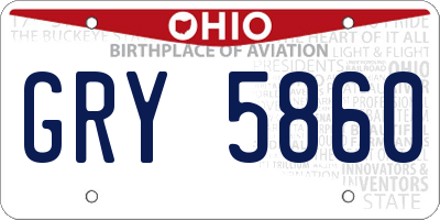 OH license plate GRY5860