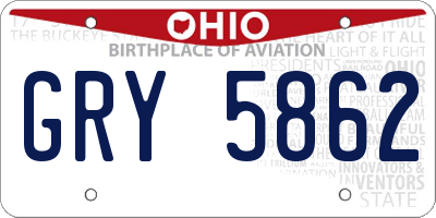 OH license plate GRY5862
