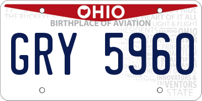 OH license plate GRY5960