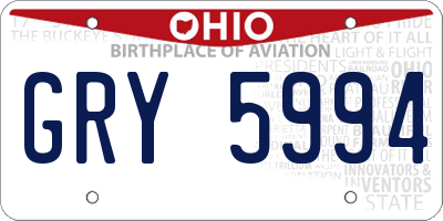 OH license plate GRY5994