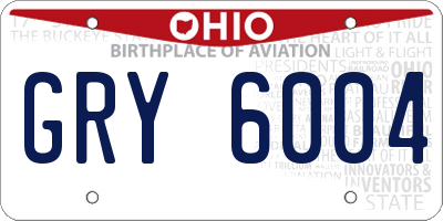 OH license plate GRY6004