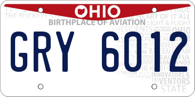 OH license plate GRY6012