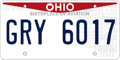 OH license plate GRY6017