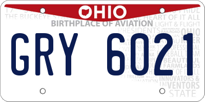 OH license plate GRY6021