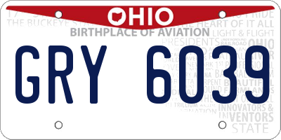 OH license plate GRY6039