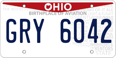OH license plate GRY6042