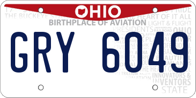 OH license plate GRY6049